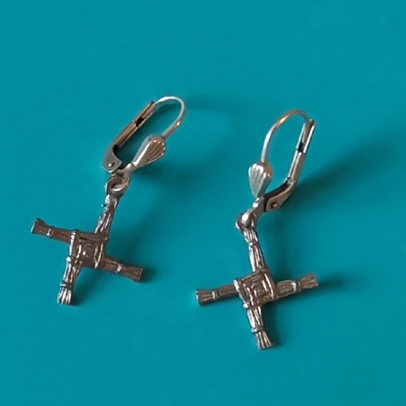 Vintage Sterling Silver Cross Dangle Earrings - Picture 1 of 3